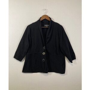 Kasper Black Cardigan Sweater Jacket Women's XL Shawl Collar Button Front